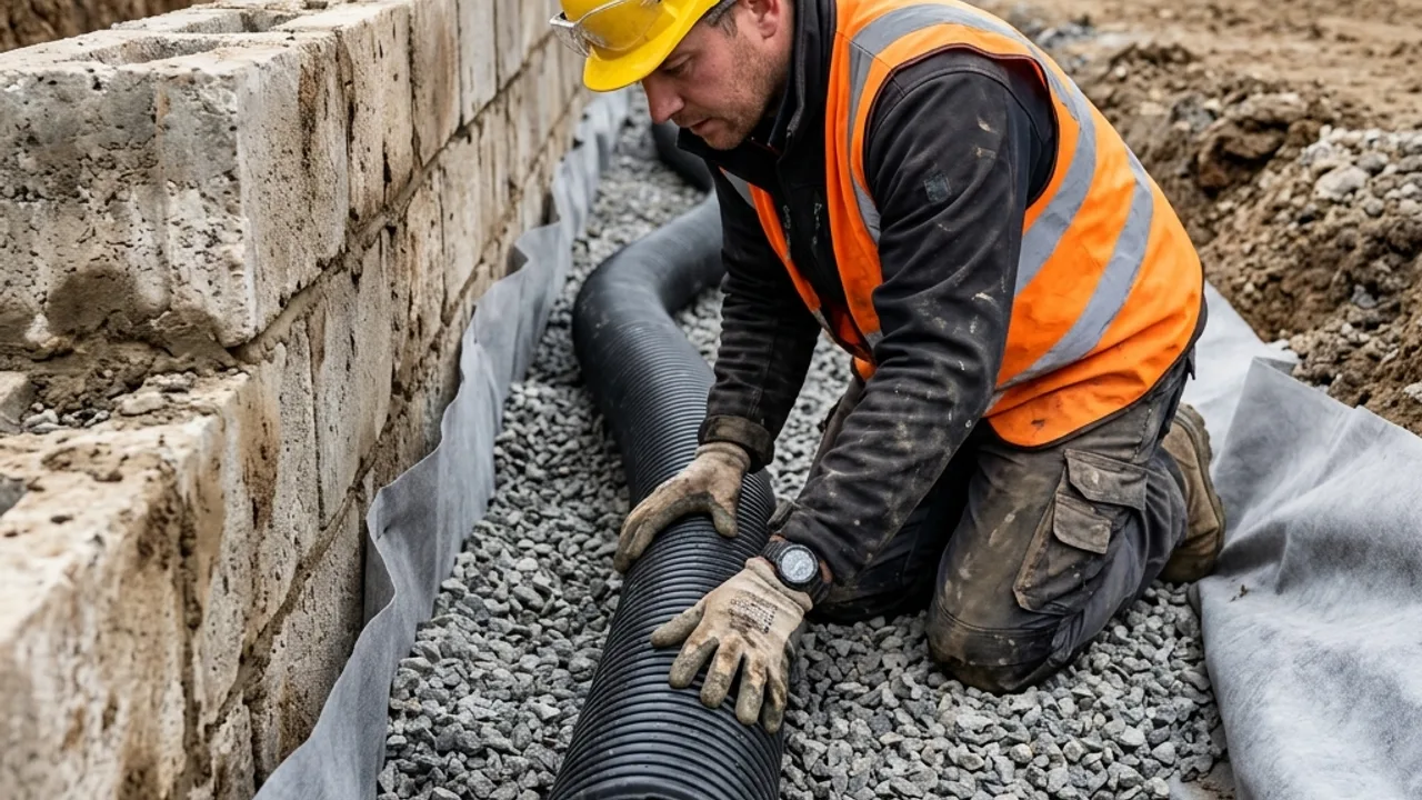 Retaining wall under construction on a terraced Toowoomba range block