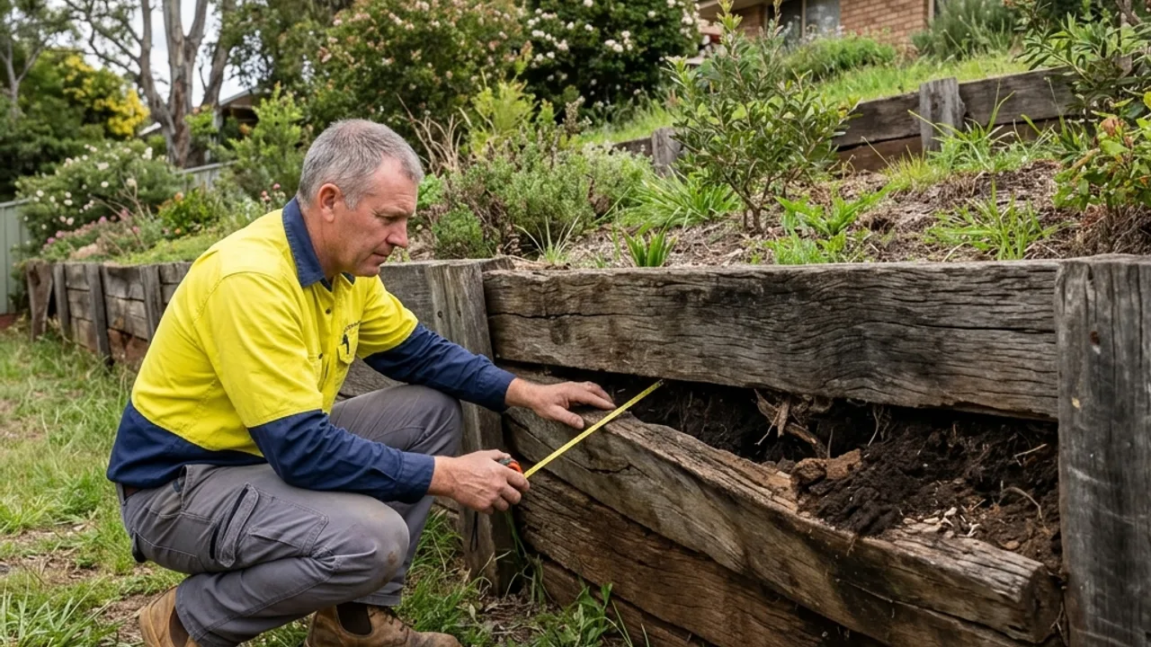 Assessment of a leaning, failing retaining wall before repair or replacement in Toowoomba